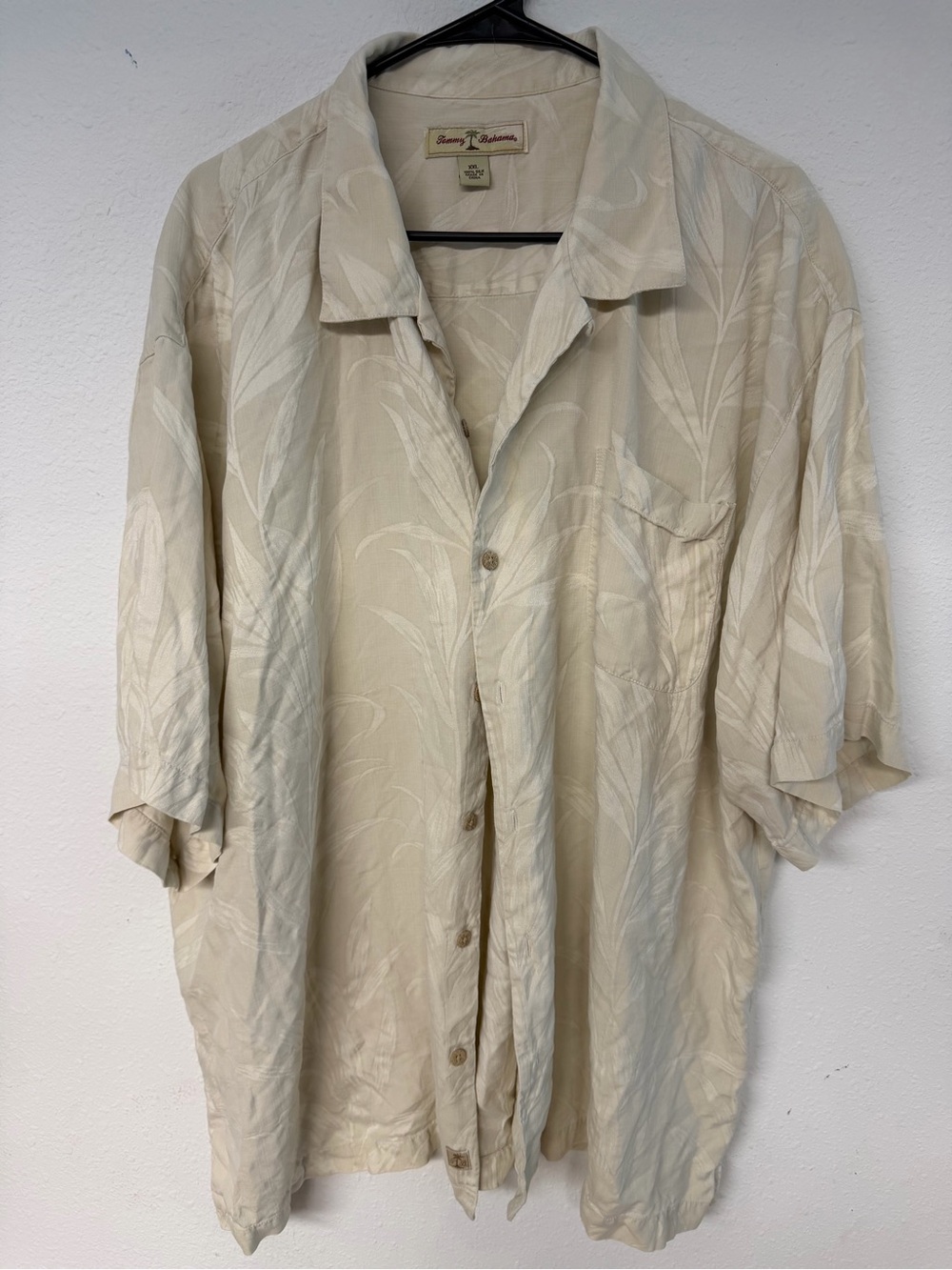 Tommy Bahama Cream Short-Sleeve Tropical Shirt Jacket